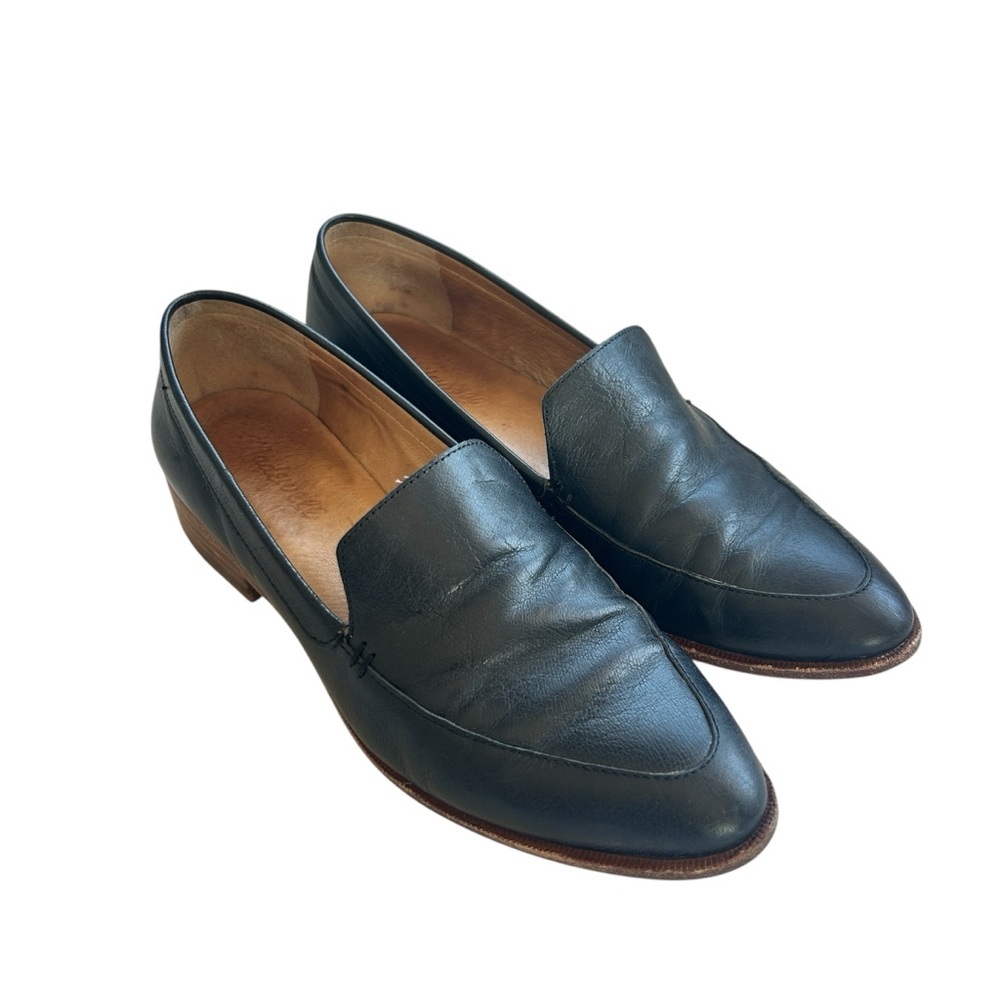 Madewell The Frances Black Leather Almond Toe Slip On Loafer Women’s Size 7.5